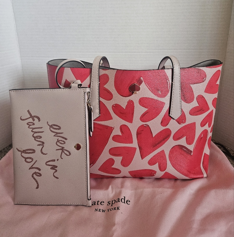 Kate Spade Red and Pink Heart Tote